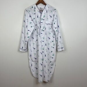 Vintage Night Shirt Men Medium White Blue Golfer Grandfather Novelty Fathers Day